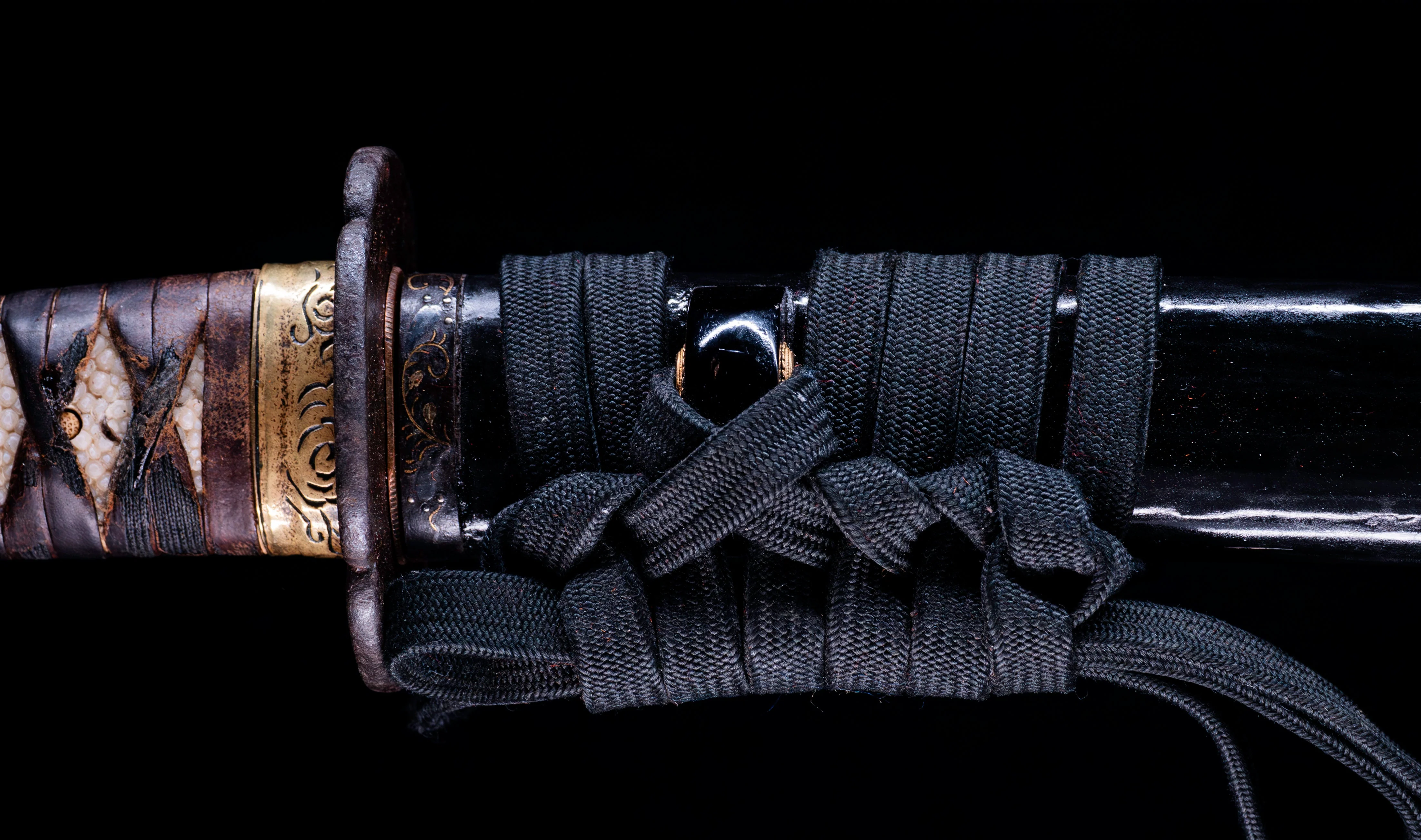 Katana Japonais Antique avec menuki libellule Tombo et tsuba paysage Sansui - Image 19