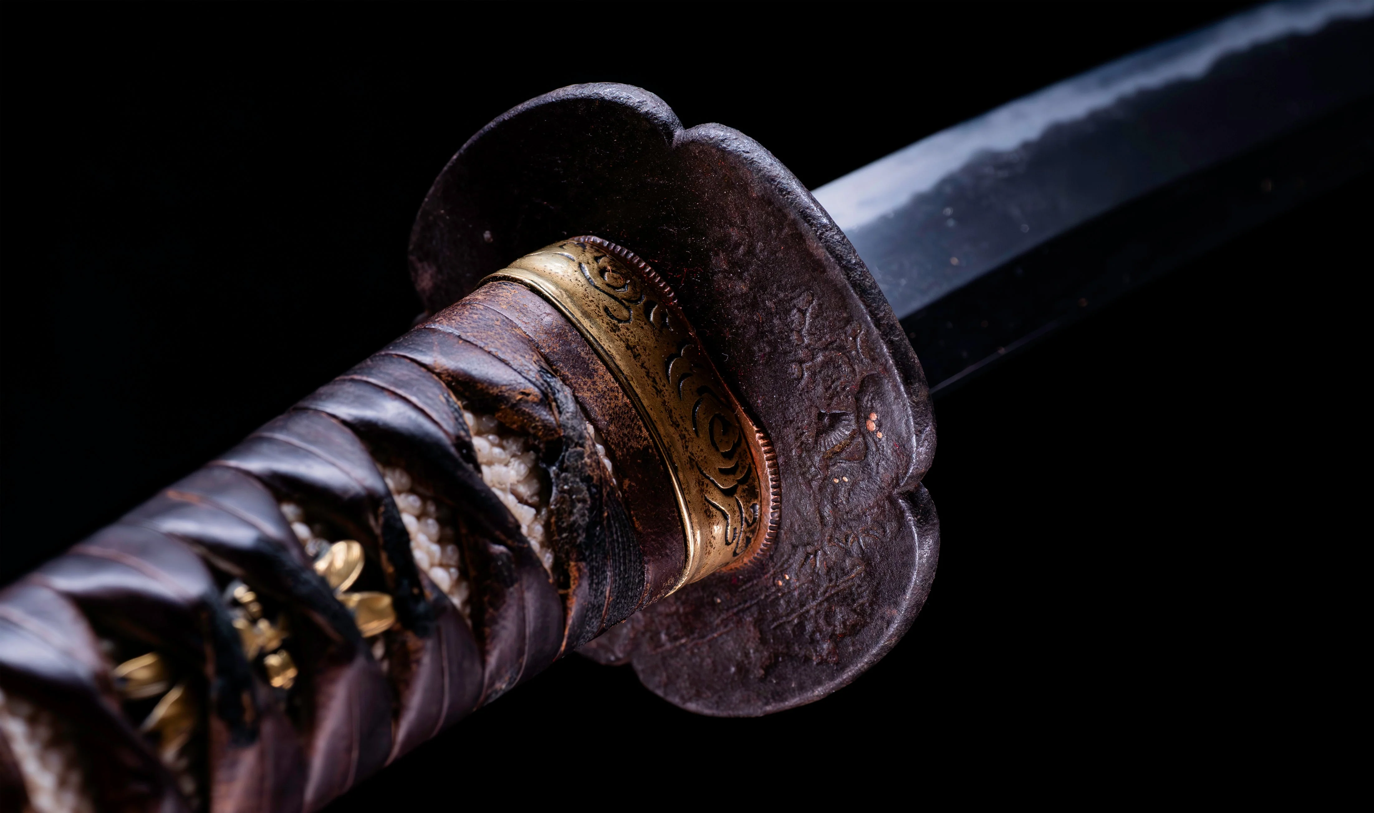 Katana Japonais Antique avec menuki libellule Tombo et tsuba paysage Sansui - Image 27