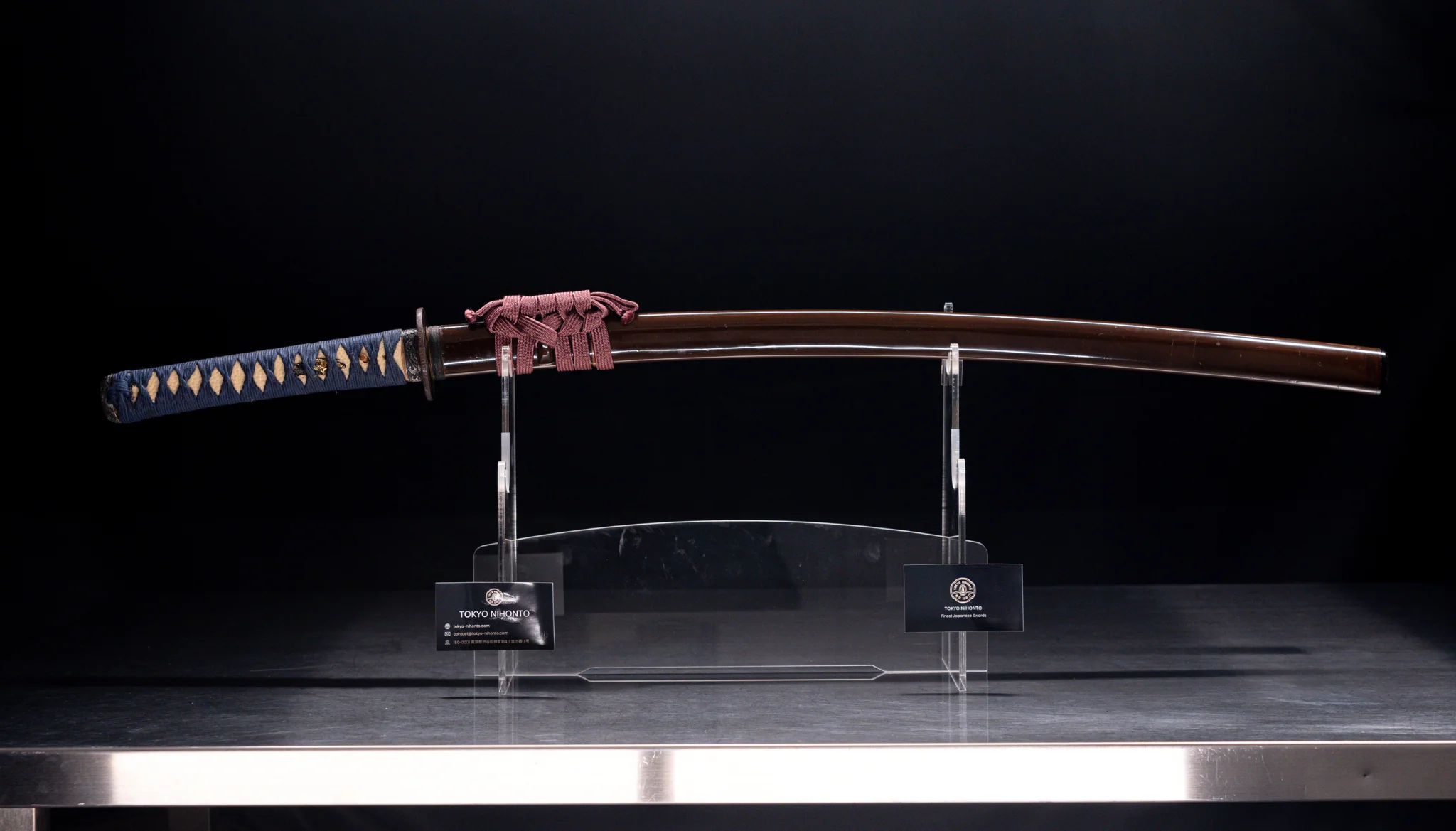 Sabre Antique Japonais Katana, Période Edo, Koshirae Marron et Bleu