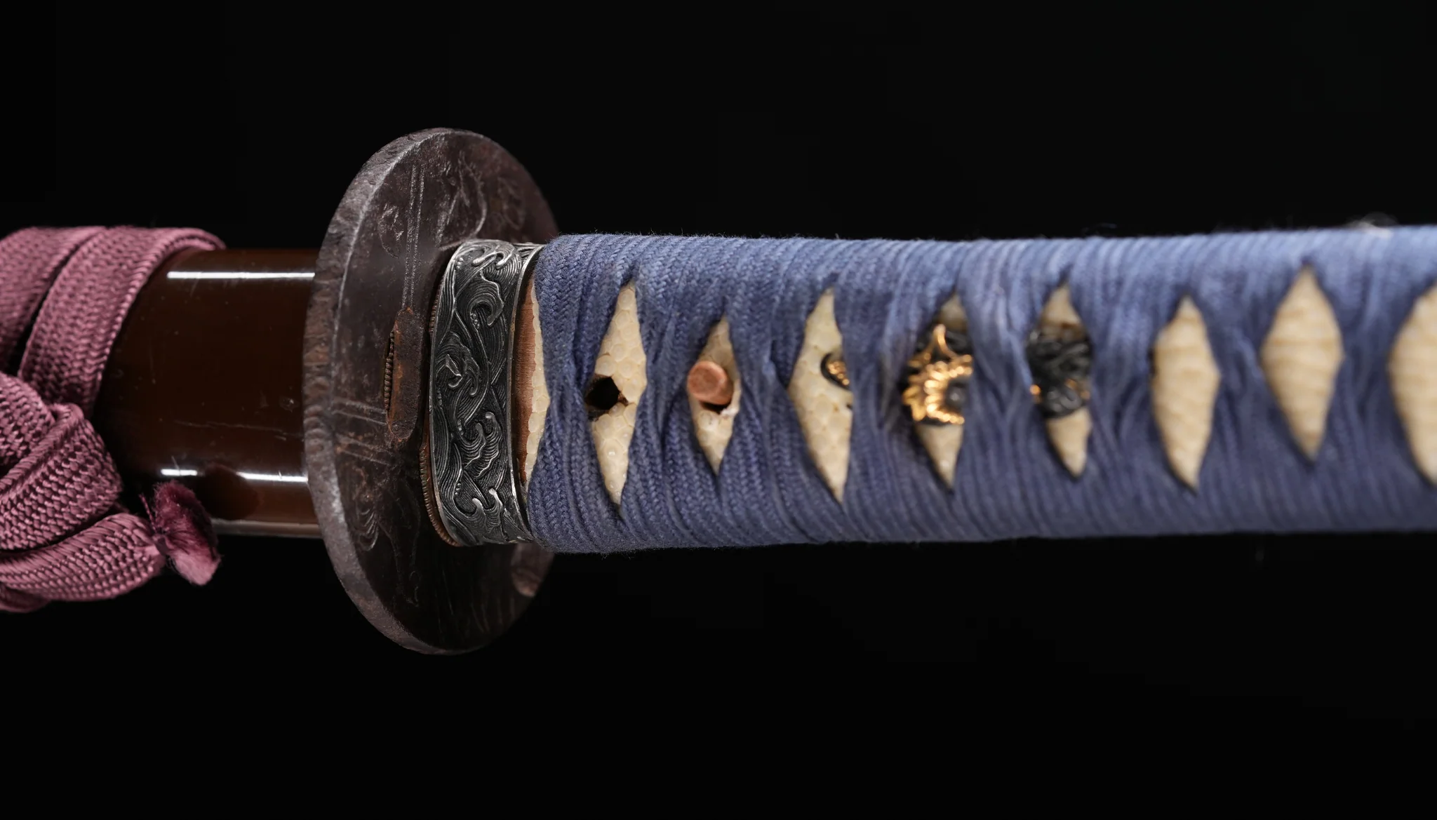 Sabre Antique Japonais Katana, Période Edo, Koshirae Marron et Bleu - Image 7