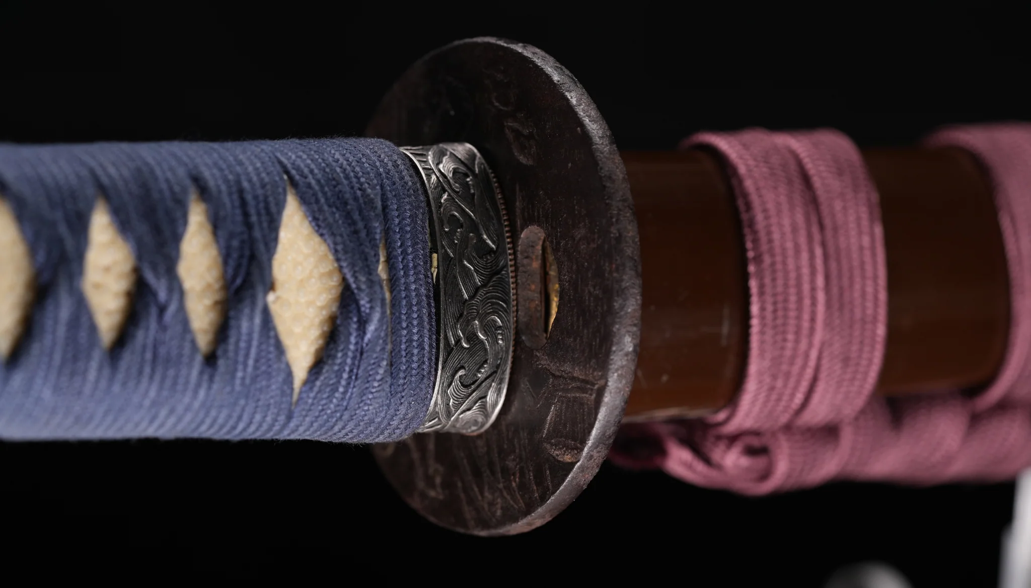 Sabre Antique Japonais Katana, Période Edo, Koshirae Marron et Bleu - Image 8