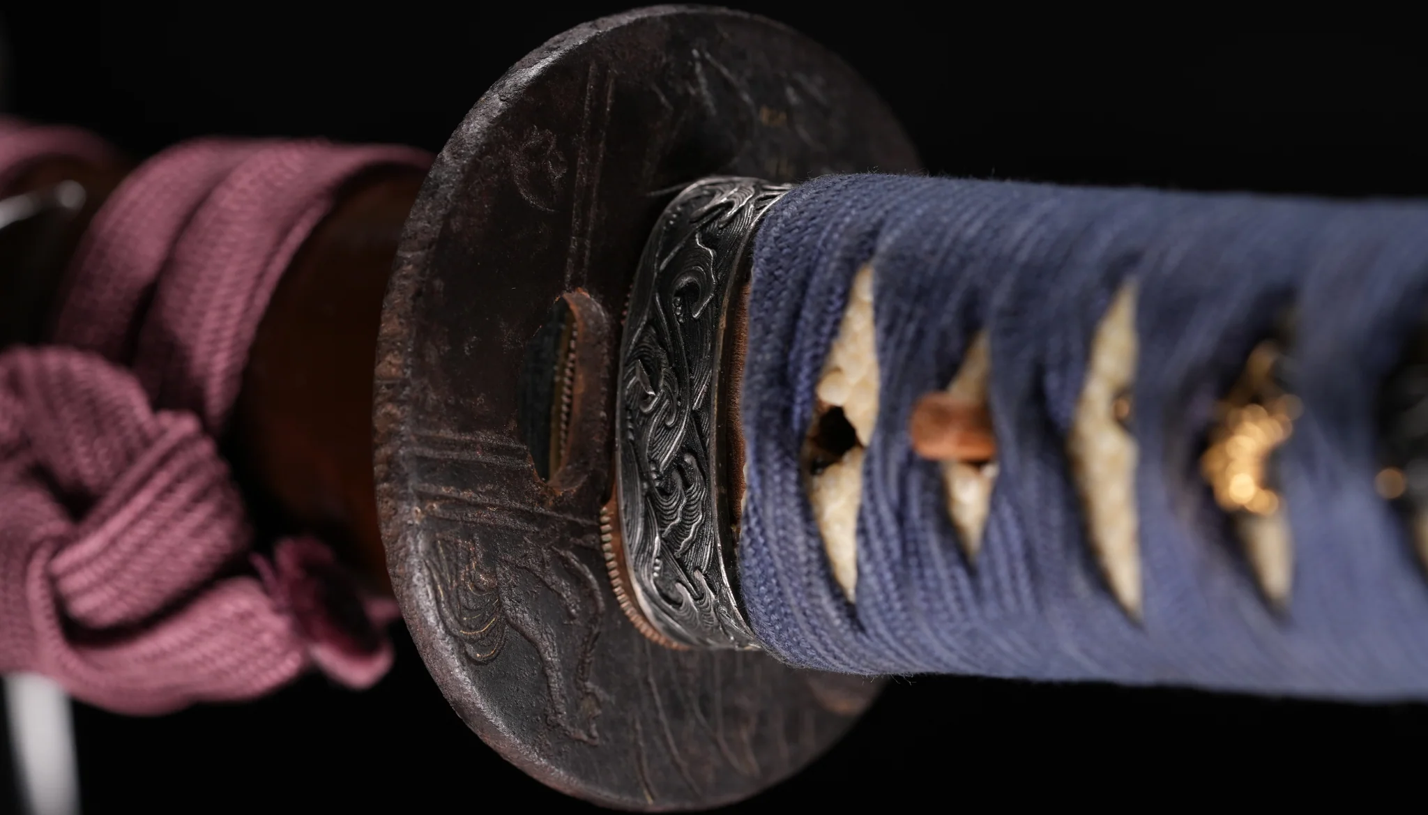 Sabre Antique Japonais Katana, Période Edo, Koshirae Marron et Bleu - Image 9